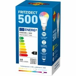 AVM FRITZ!DECT 500, Lampe à LED (FRITZ!DECT 500, Ampoule Intelligente, Argent, Transparent, Blanc, LED, Multicolore, 2700 K, 6500 K)