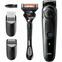 Braun BeardTrimmer 5 BT5340 Noir, Bleu, Tondeuse à Barbe (Noir/Bleu, Lavable, AC/Batterie, Noir, Bleu)