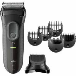 Braun Series 3 3000BT Shave&Style Rasoir à Grille Tondeuse Gris (Noir, Rasoir à Grille, 2 SensoFoil, Acier Inoxydable, Boutons, Gris, LED)