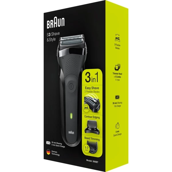 Braun Series 3 81702941 Rasoir Pour Homme Rasoir à Grille Tondeuse Noir (Noir, Rasoir à Grille, Boutons, Noir, LED, Chargement, Énergie, AC/Batterie) – Image 2