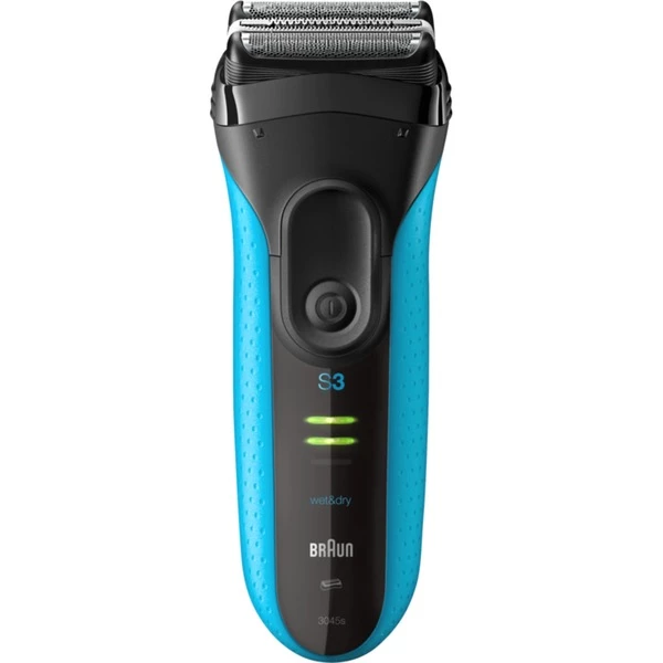 Braun Series 3 ProSkin 3045s Rasoir à Grille Tondeuse Noir, Bleu (Noir/Bleu, Rasoir à Grille, 2 SensoFoil, 1 Middle Trimmer, Noir, Bleu, LED, Batterie, Hybrides Nickel-métal (NiMH))