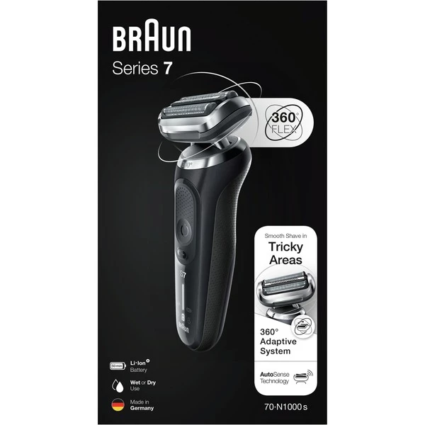 Braun Series 7 70-N1000s Rasoir à Grille Noir (Noir/Argent, Rasoir à Grille, Noir, LED, Batterie, Lithium-Ion (Li-Ion), Batterie Intégré) – Image 4