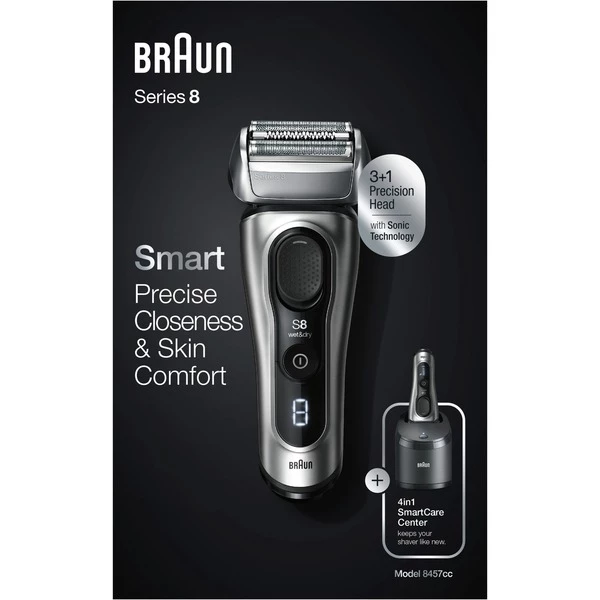 Braun Series 8 8457cc Wet&Dry Rasoir à Grille Tondeuse Noir, Gris (Argent, Rasoir à Grille, SensoFlex, Noir, Gris, Chargement, Batterie, 60 Min) – Image 2