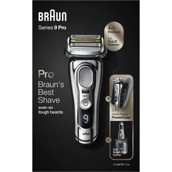 Braun Series 9 Pro 9476cc Rasoir à Grille Tondeuse Noir, Chrome (Chrome/Argent, Rasoir à Grille, Boutons, Tactile, Noir, Chrome, Chargement, Batterie, Lithium-Ion (Li-Ion)) – Image 2