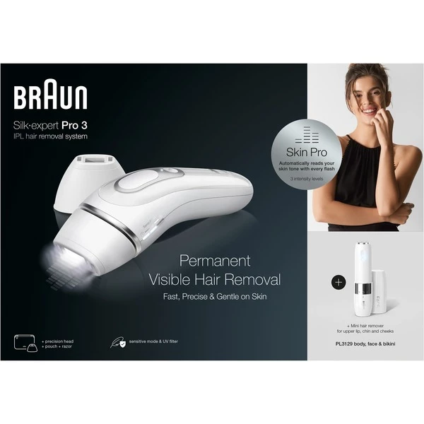Braun Silk-expert Pro IPL PL3129 Lumière Pulsée Argent, Blanc, Dépilatoire (Blanc/Argent, Argent, Blanc, Lumière Pulsée, Royaume-Uni, NE PAS UTILISER Sur :• Le Cuir Chevelu, Les Sourcils Et Autour Des Yeux. Utiliser L’appareil..., Secteur, Lithium-Ion (Li-Ion)) – Image 3