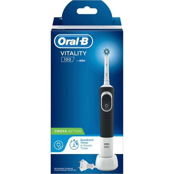 Braun Vitality 100 CrossAction Adulte Brosse à Dents Rotative Oscillante Noir, Blanc, Brosse A Dents Electrique (Noir/Blanc, Adulte, Brosse à Dents Rotative Oscillante, Noir, Blanc, 2 Min, Batterie, Batterie Intégré) – Image 3