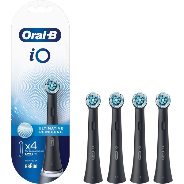 Braun IO Ultimate Clean 4 Pièce(s) Noir, Tête Brosse à Dent électrique (Noir, 4 Pièce(s), Noir, 3 Mois, Oral-B, IO, Boîte)