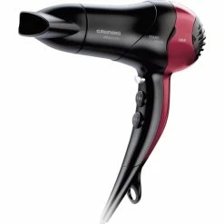 Grundig HD 3700 1800 W Noir, Cerise, Sèche-cheveux (Noir/Rouge)