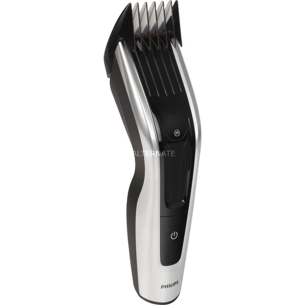 Philips HAIRCLIPPER Series 9000 Tondeuse à Cheveux, Lames En Titane, Sabots Motorisés (Noir/Argent, Lames En Titane, Sabots Motorisés, Noir, 0,5 Mm, 4,2 Cm, 4,1 Cm, Titane, Auto Turbo)