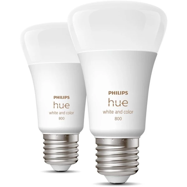 Philips Hue A60 - Ampoule Connectée E27 - 800 (lot De 2), Lampe à LED (Philips Hue White And Color Ambiance A60 - Ampoule Connectée E27 - 800 (lot De 2), Ampoule Intelligente, Blanc, Bluetooth/Zigbee, LED, E27, 2000 K) – Image 2