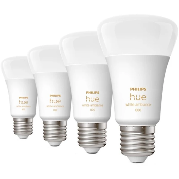 Philips Hue A60 - Ampoule Connectée E27 - 800 (pack De 4), Lampe à LED (Philips Hue White Ambiance A60 - Ampoule Connectée E27 - 800 (pack De 4), Ampoule Intelligente, Blanc, Bluetooth/Zigbee, LED, E27, Lumière Du Jour Froide, Blanc Chaud) – Image 2