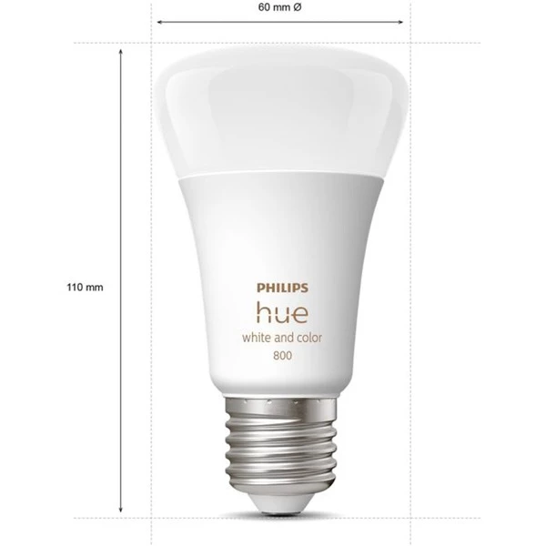 Philips Hue A60 - Ampoule Connectée E27 - 800 (pack De 4), Lampe à LED (Philips Hue White And Color Ambiance A60 - Ampoule Connectée E27 - 800 (pack De 4), Ampoule Intelligente, Blanc, Bluetooth/Zigbee, LED, E27, 2000 K) – Image 3