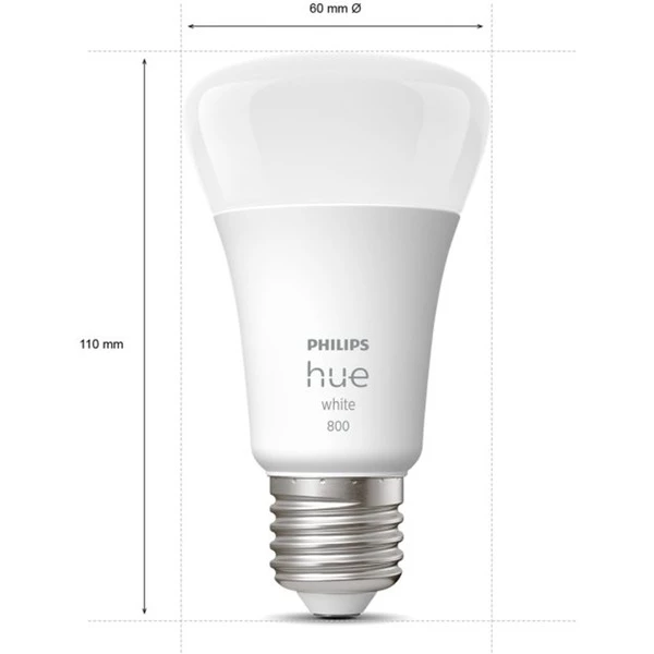 Philips Hue A60 - Ampoule Connectée E27 - 800 (pack De 4), Lampe à LED (Philips Hue White A60 - Ampoule Connectée E27 - 800 (pack De 4), Ampoule Intelligente, Blanc, Bluetooth/Zigbee, LED, E27, Blanc Chaud) – Image 3