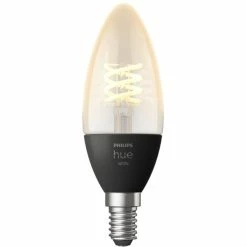 Philips Hue Bougie - Ampoule Connectée E14, Lampe à LED (Philips Hue White Bougie - Ampoule Connectée E14, Ampoule Intelligente, Noir, Bluetooth/Zigbee, LED, E14, Lumière Blanche Douce)