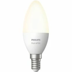 Philips Hue Flamme - Ampoule Connectée E14, Lampe à LED (Philips Hue White Flamme - Ampoule Connectée E14, Ampoule Intelligente, Blanc, Bluetooth/Zigbee, LED Intégrée, E14, Blanc Chaud)