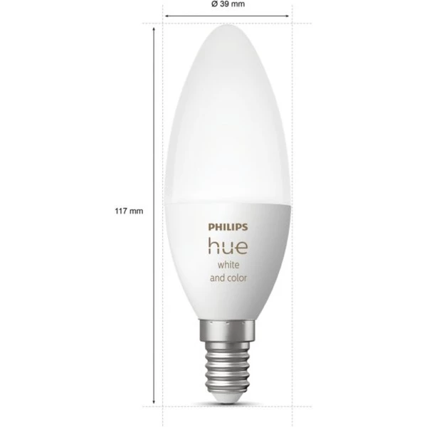 Philips Hue Flamme - Ampoule Connectée E14 - (pack De 2), Lampe à LED (Philips Hue White And Color Ambiance Flamme - Ampoule Connectée E14 - (pack De 2), Ampoule Intelligente, Blanc, Bluetooth/Zigbee, LED Intégrée, E14, 2000 K) – Image 3