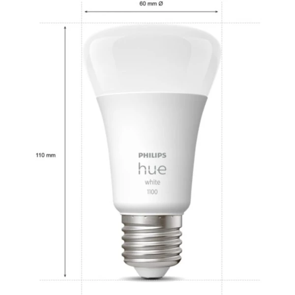 Philips Hue Kit De Démarrage : 2 Ampoules Connectées E27 (1100), Lampe à LED (Philips Hue White Kit De Démarrage : 2 Ampoules Connectées E27 (1100), Kit D'éclairage Intelligent, Blanc, Bluetooth/Zigbee, LED, E27, Lumière Blanche Douce) – Image 3