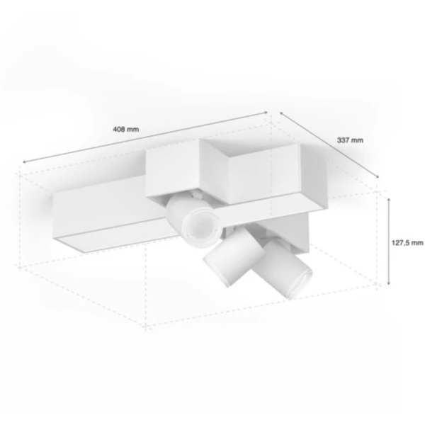 Philips Hue Plafonnier En Croix à Trois Spots Centris, Lumière LED (Blanc, Philips Hue White And Color Ambiance Plafonnier En Croix à Trois Spots Centris, Spot D'éclairage Intelligent, Blanc, Bluetooth/Zigbee, LED, Ampoule(s) Non Remplaçable(s), GU10) – Image 3