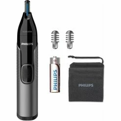 Philips Tondeuse Nez, Oreilles Et Sourcils, Nez / Ohrenhaartrimmer (Noir/gris, Oreilles Et Sourcils, Gris, Acier Inoxydable, Batterie, AA, Alcaline)