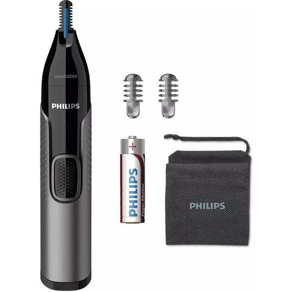 Philips Tondeuse Nez, Oreilles Et Sourcils, Nez / Ohrenhaartrimmer (Noir/gris, Oreilles Et Sourcils, Gris, Acier Inoxydable, Batterie, AA, Alcaline)