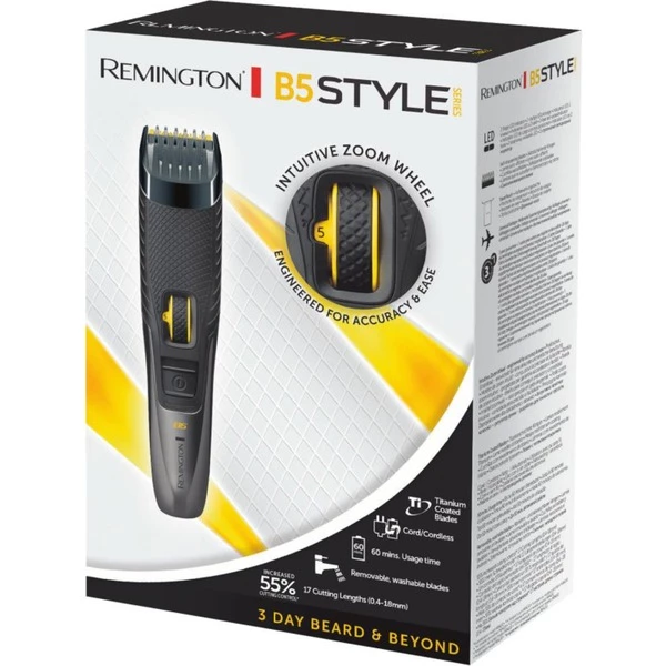 Remington MB5000 Noir, Jaune, Tondeuse à Barbe (Noir, Lavable, AC/Batterie, Lame Auto-aiguisable, Noir, Jaune) – Image 2