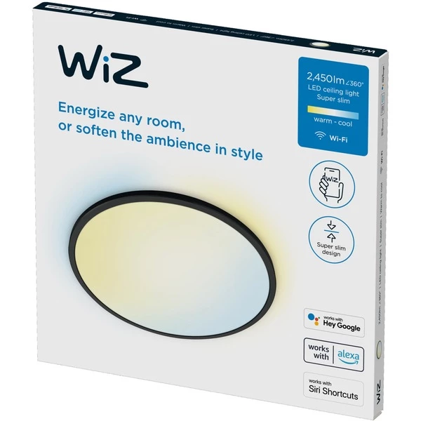 WiZ Plafonnier Superslim 22 W, Lumière LED (Noir, Éclairage De Plafond Intelligent, Noir, Wi-Fi/Bluetooth, LED, Ampoule(s) Non Remplaçable(s), 2700 K) – Image 3